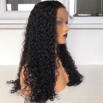 Wholesale Water Wave Raw Remy glueless Lace Front Natural Color Pre Plucked 360 Curly Lace Closure Frontal Human Hair Wigs